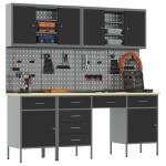 vidaXL Set banc de lucru, 10 piese, negru, oțel