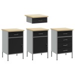 vidaXL Set banc de lucru, 10 piese, negru, oțel