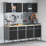vidaXL Set dulap lucru & panou cârlige, 10 piese, negru, MDF & metal