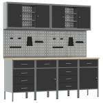 vidaXL Set dulap lucru & panou cârlige, 10 piese, negru, MDF & metal vidaXL Set dulap lucru & panou cârlige, 10 piese, negru, MDF & metal
