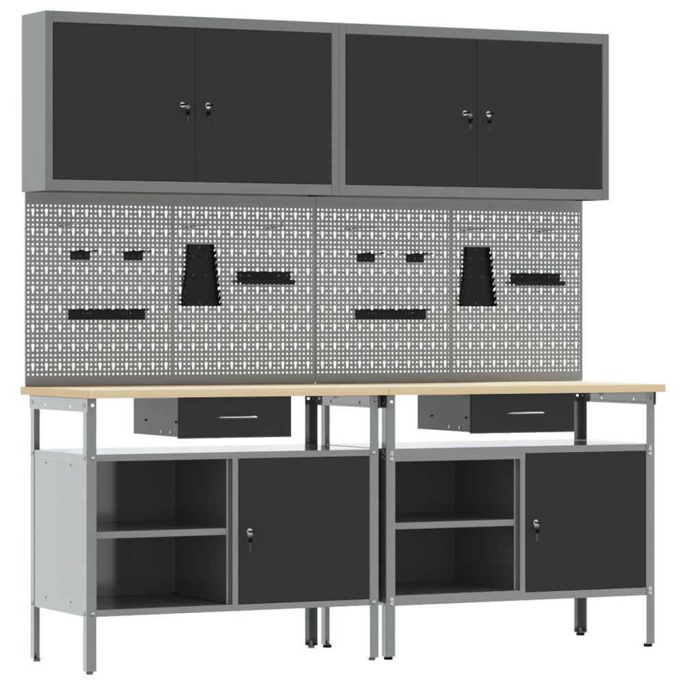 vidaXL Set de Bancă de Lucru cu 8 Piese din Oțel Negru
