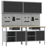 vidaXL Set de Bancă de Lucru cu 8 Piese din Oțel Negru vidaXL Set de Bancă de Lucru cu 8 Piese din Oțel Negru