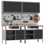 vidaXL Set de Bancă de Lucru cu 8 Piese din Oțel Negru vidaXL Set de Bancă de Lucru cu 8 Piese din Oțel Negru