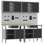 vidaXL Set banc de lucru, 8 piese, negru, oțel vidaXL Set banc de lucru, 8 piese, negru, oțel