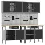 vidaXL Set banc de lucru, 8 piese, negru, oțel vidaXL Set banc de lucru, 8 piese, negru, oțel