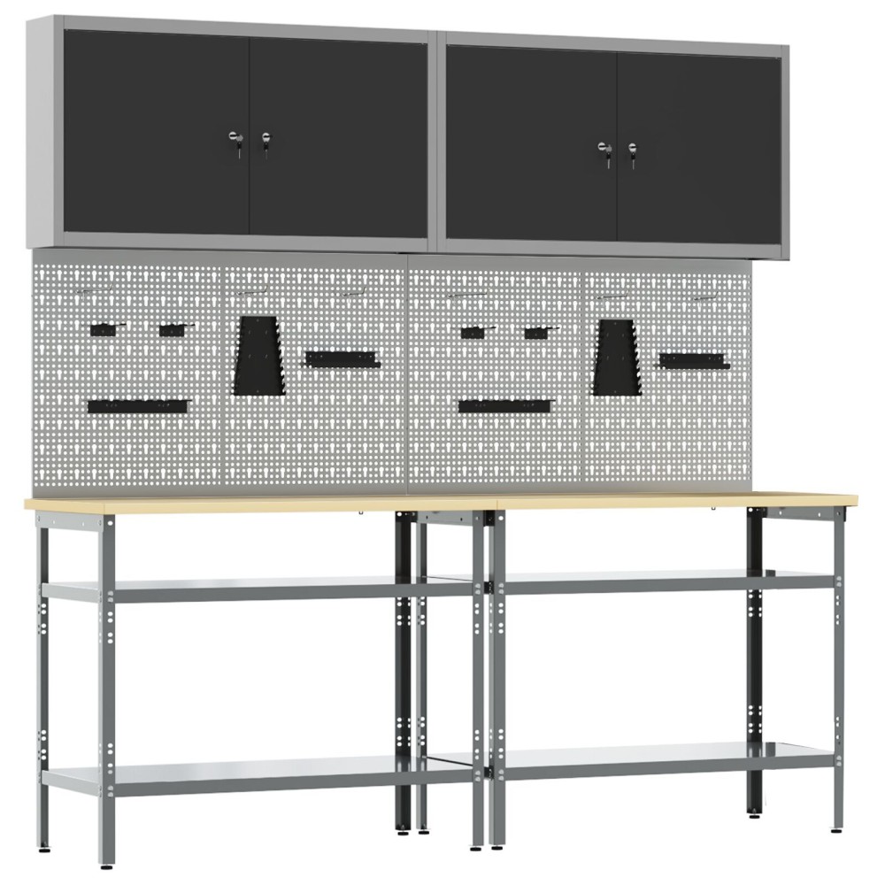 Set banc de lucru 8 piese Gri Oțel