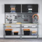 Set de banc de lucru vidaXL de 8 piese, gri, din oțel Set de banc de lucru vidaXL de 8 piese, gri, din oțel