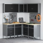 vidaXL Set dulap lucru & panou cârlige, 12 piese, negru, MDF & metal vidaXL Set dulap lucru & panou cârlige, 12 piese, negru, MDF & metal