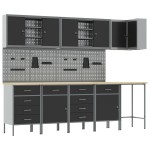 vidaXL Set dulap unelte & panou cârlige, 12 piese, negru, MDF & metal vidaXL Set dulap unelte & panou cârlige, 12 piese, negru, MDF & metal