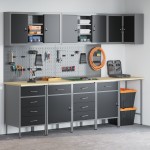 vidaXL Set dulap unelte & panou cârlige, 12 piese, negru, MDF & metal vidaXL Set dulap unelte & panou cârlige, 12 piese, negru, MDF & metal