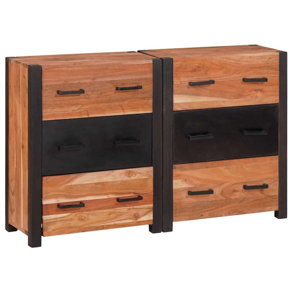 vidaXL Bufet 3 pcs Maro 110 x 30 x 75 cm Lemn masiv de acacia