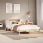 vidaXL Pat cu bibliotecă fără saltea, 120x190 cm, lemn masiv de pin vidaXL Pat cu bibliotecă fără saltea, 120x190 cm, lemn masiv de pin