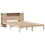 vidaXL Pat cu bibliotecă fără saltea, 135x190 cm, lemn masiv de pin vidaXL Pat cu bibliotecă fără saltea, 135x190 cm, lemn masiv de pin