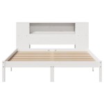 vidaXL Pat cu bibliotecă fără saltea, alb, 140x190 cm, lemn masiv pin vidaXL Pat cu bibliotecă fără saltea, alb, 140x190 cm, lemn masiv pin