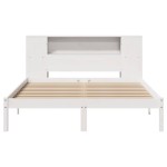 vidaXL Pat cu bibliotecă fără saltea, alb, 140x200 cm, lemn masiv pin vidaXL Pat cu bibliotecă fără saltea, alb, 140x200 cm, lemn masiv pin