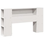 vidaXL Pat cu bibliotecă fără saltea, alb, 140x200 cm, lemn masiv pin vidaXL Pat cu bibliotecă fără saltea, alb, 140x200 cm, lemn masiv pin
