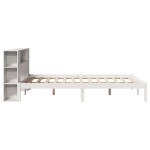 vidaXL Pat cu bibliotecă fără saltea, alb, 150x200 cm, lemn masiv pin vidaXL Pat cu bibliotecă fără saltea, alb, 150x200 cm, lemn masiv pin