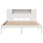 vidaXL Pat cu bibliotecă fără saltea, alb, 160x200 cm, lemn masiv pin vidaXL Pat cu bibliotecă fără saltea, alb, 160x200 cm, lemn masiv pin