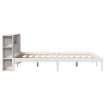 vidaXL Pat cu bibliotecă fără saltea, alb, 160x200 cm, lemn masiv pin vidaXL Pat cu bibliotecă fără saltea, alb, 160x200 cm, lemn masiv pin