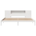 vidaXL Pat cu bibliotecă fără saltea, alb, 200x200 cm, lemn masiv pin