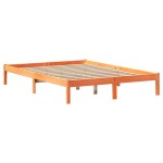 vidaXL Pat cu bibliotecă fără saltea, maro, 120x190 cm, lemn masiv pin vidaXL Pat cu bibliotecă fără saltea, maro, 120x190 cm, lemn masiv pin