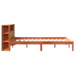 vidaXL Pat cu bibliotecă fără saltea, maro, 120x190 cm, lemn masiv pin vidaXL Pat cu bibliotecă fără saltea, maro, 120x190 cm, lemn masiv pin