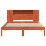 vidaXL Pat cu bibliotecă fără saltea, maro, 120x200 cm, lemn masiv pin vidaXL Pat cu bibliotecă fără saltea, maro, 120x200 cm, lemn masiv pin