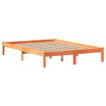 vidaXL Pat cu bibliotecă fără saltea, maro, 120x200 cm, lemn masiv pin vidaXL Pat cu bibliotecă fără saltea, maro, 120x200 cm, lemn masiv pin