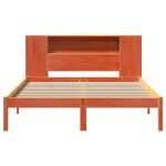 vidaXL Pat cu bibliotecă fără saltea maro 150x200 cm lemn masiv de pin