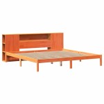 vidaXL Pat cu bibliotecă fără saltea maro 200x200 cm lemn masiv de pin