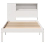 vidaXL Pat cu bibliotecă fără saltea, alb, 75x190 cm, lemn masiv pin vidaXL Pat cu bibliotecă fără saltea, alb, 75x190 cm, lemn masiv pin