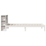 vidaXL Pat cu bibliotecă fără saltea, alb, 75x190 cm, lemn masiv pin vidaXL Pat cu bibliotecă fără saltea, alb, 75x190 cm, lemn masiv pin