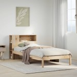 vidaXL Pat cu bibliotecă fără saltea, 90x190 cm, lemn masiv de pin vidaXL Pat cu bibliotecă fără saltea, 90x190 cm, lemn masiv de pin
