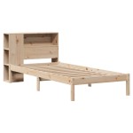 vidaXL Pat cu bibliotecă fără saltea, 90x200 cm, lemn masiv pin vidaXL Pat cu bibliotecă fără saltea, 90x200 cm, lemn masiv pin