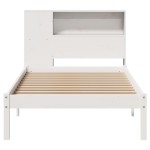 vidaXL Pat cu bibliotecă fără saltea, alb, 100x200 cm, lemn masiv pin vidaXL Pat cu bibliotecă fără saltea, alb, 100x200 cm, lemn masiv pin