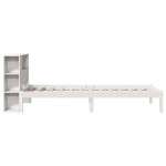 vidaXL Pat cu bibliotecă fără saltea, alb, 100x200 cm, lemn masiv pin vidaXL Pat cu bibliotecă fără saltea, alb, 100x200 cm, lemn masiv pin