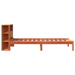 vidaXL Pat cu bibliotecă fără saltea, maro, 100x200 cm, lemn masiv pin vidaXL Pat cu bibliotecă fără saltea, maro, 100x200 cm, lemn masiv pin