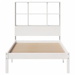 vidaXL Pat cu bibliotecă fără saltea, alb, 90x200 cm, lemn masiv pin vidaXL Pat cu bibliotecă fără saltea, alb, 90x200 cm, lemn masiv pin