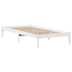 vidaXL Pat cu bibliotecă fără saltea, alb, 90x200 cm, lemn masiv pin vidaXL Pat cu bibliotecă fără saltea, alb, 90x200 cm, lemn masiv pin