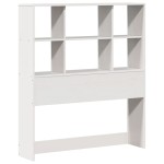 vidaXL Pat cu bibliotecă fără saltea, alb, 90x200 cm, lemn masiv pin vidaXL Pat cu bibliotecă fără saltea, alb, 90x200 cm, lemn masiv pin