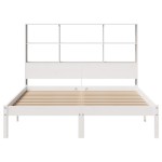 vidaXL Pat cu bibliotecă fără saltea, alb, 140x200 cm, lemn masiv pin