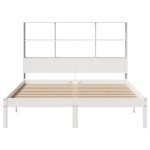 vidaXL Pat cu bibliotecă fără saltea, alb, 160x200 cm, lemn masiv pin