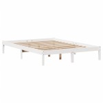 vidaXL Pat cu bibliotecă fără saltea, alb, 160x200 cm, lemn masiv pin