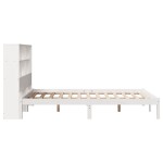 vidaXL Pat cu bibliotecă fără saltea, alb, 160x200 cm, lemn masiv pin