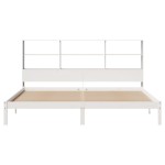 vidaXL Pat cu bibliotecă fără saltea, alb, 200x200 cm, lemn masiv pin vidaXL Pat cu bibliotecă fără saltea, alb, 200x200 cm, lemn masiv pin