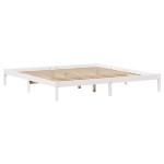 vidaXL Pat cu bibliotecă fără saltea, alb, 200x200 cm, lemn masiv pin vidaXL Pat cu bibliotecă fără saltea, alb, 200x200 cm, lemn masiv pin