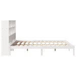 vidaXL Pat cu bibliotecă fără saltea, alb, 200x200 cm, lemn masiv pin vidaXL Pat cu bibliotecă fără saltea, alb, 200x200 cm, lemn masiv pin