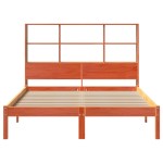vidaXL Pat cu bibliotecă fără saltea, maro, 120x190 cm, lemn masiv pin vidaXL Pat cu bibliotecă fără saltea, maro, 120x190 cm, lemn masiv pin