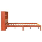 vidaXL Pat cu bibliotecă fără saltea, maro, 120x190 cm, lemn masiv pin vidaXL Pat cu bibliotecă fără saltea, maro, 120x190 cm, lemn masiv pin