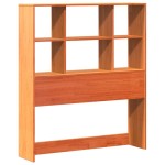 vidaXL Pat cu bibliotecă fără saltea, maro, 90x200 cm, lemn masiv pin vidaXL Pat cu bibliotecă fără saltea, maro, 90x200 cm, lemn masiv pin